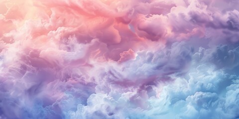 Fototapeta premium Enchanting pastel clouds create a dreamy atmosphere with light purple and pink hues blending together.
