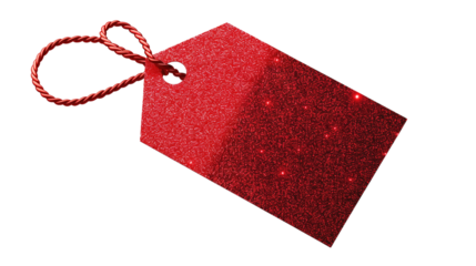 Red price tag on transparent background