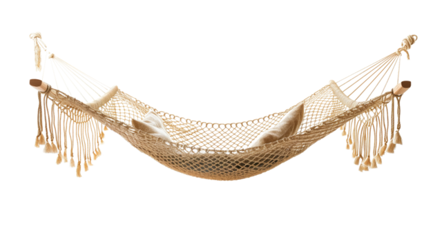Rope hammock on a transparent background