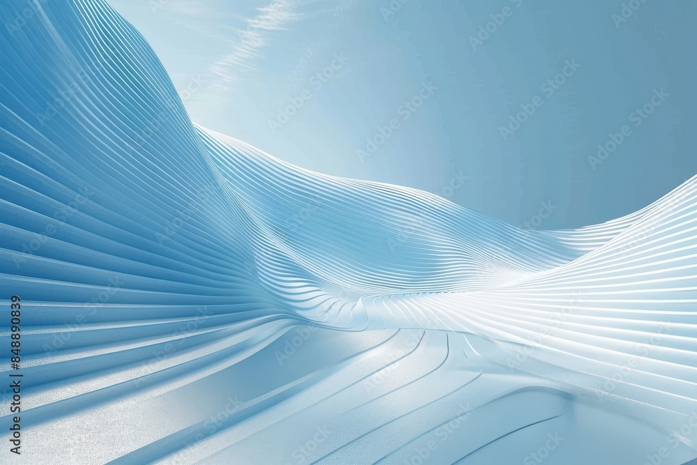 Wall mural A blue and white image of a snowy mountain with a blue sky - Wall murals