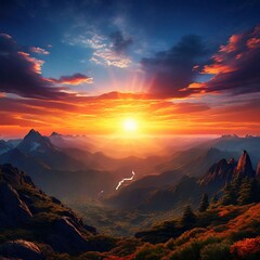 sunset in the mountains