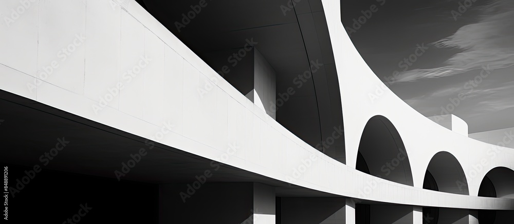 Poster monochrome architectural design with abstract details suitable for a copy space image
