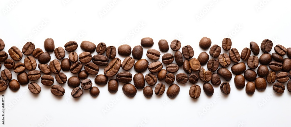 Poster coffee beans grouped together with a blank area for adding text suitable for food and drink topics. 