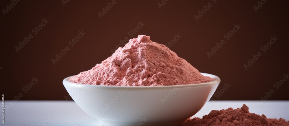 Poster powder with protein content suitable for mixing in beverages or food often used by athletes and fitn