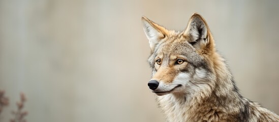 Fototapeta premium Alaska Wildlife Conservation Center s coyote on display in a copy space image