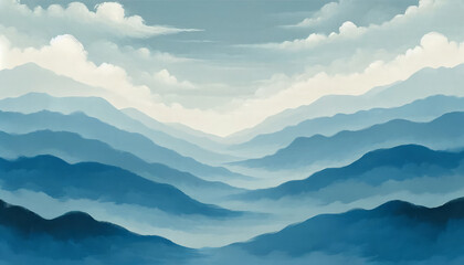 Obraz premium Seamless blue wallpaper with fine brush strokes