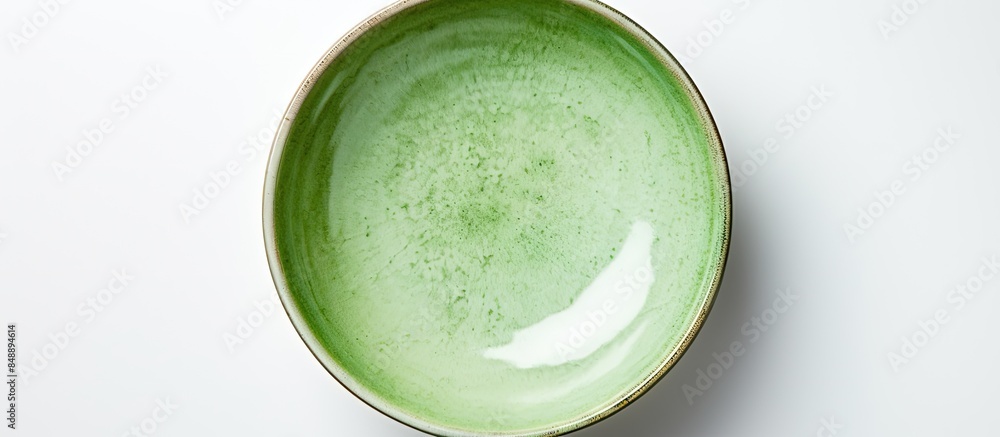 Canvas Prints Top view copy space image of a fresh empty green ceramic bowl on a white background