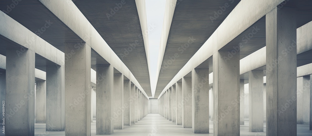 Poster concrete bias columns give a modern architectural touch to the building creating an abstract backgro