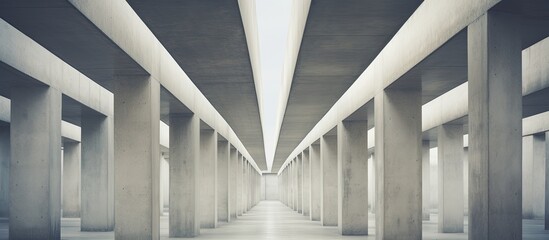 Obraz premium Concrete bias columns give a modern architectural touch to the building creating an abstract background with a perspective ideal for a copy space image