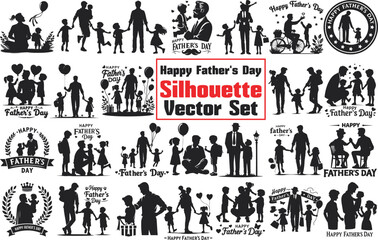 Happy Father's Day silhouette vector illustration bundle