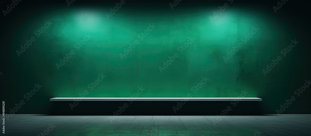 Poster a studio light illuminates a dark and blurry green abstract background gradient with a simple design