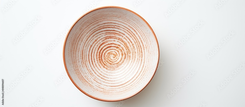 Aufkleber top view of a new ceramic bowl displayed on a white background with ample copy space image