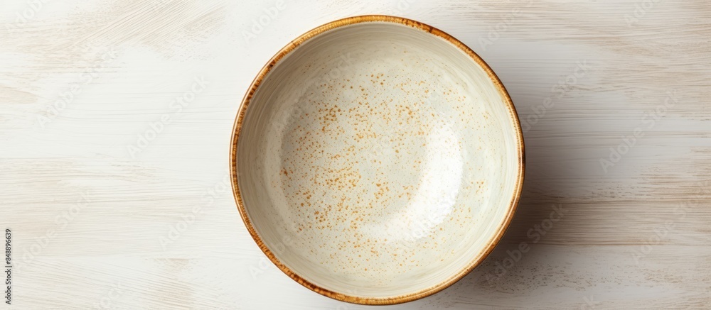 Aufkleber top view of a new ceramic bowl displayed on a white background with ample copy space image