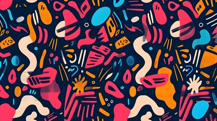 Obraz premium Vibrant Abstract Pattern with Bold Colorful Shapes and Expressive Outlines