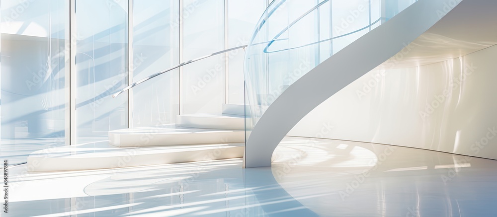 Poster abstract modern architecture fragment with curvilinear structure captured in a close up photo highli
