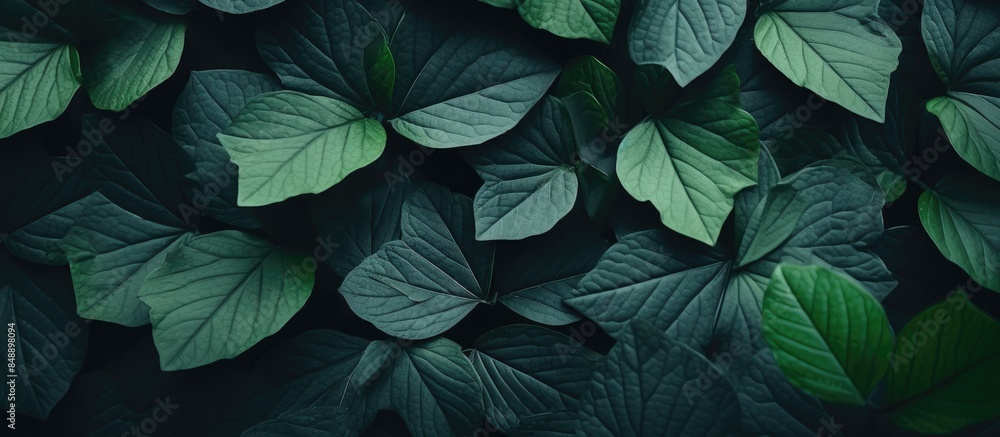 Poster background texture with detailed macro leaves creating a copy space image