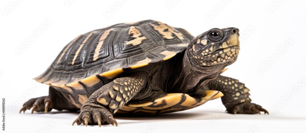 Poster an isolated mata mata turtle chelus fimbriata emerging with a stunning white background suitable for