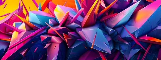 Vibrant Geometric Abstract Design with Contrasting Shapes and Colors