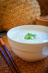 Rice porridge ,  boiled rice, congee,, asian food, chinese food, breakfast, soft diet food, soft food , soft diet	