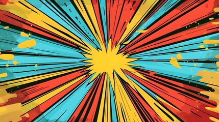 Fototapeta premium Vibrant Radial Burst in Classic Comic Book Style