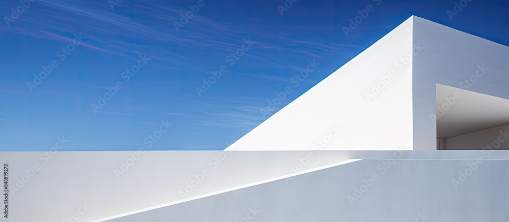 Poster abstract architectural photography showing a modern white concrete structure with geometric shapes a
