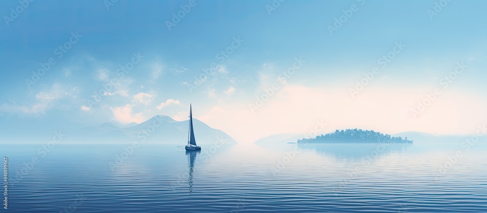 Poster sea with a boat loop in the copy space image