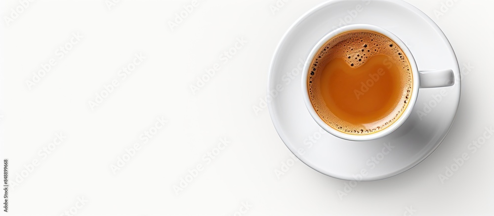 Poster Isolate shot of espresso in a white cup with coffee featuring a blank background for copy space image