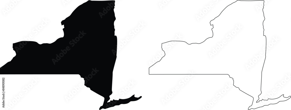 Poster new york state outline contour silhouette map