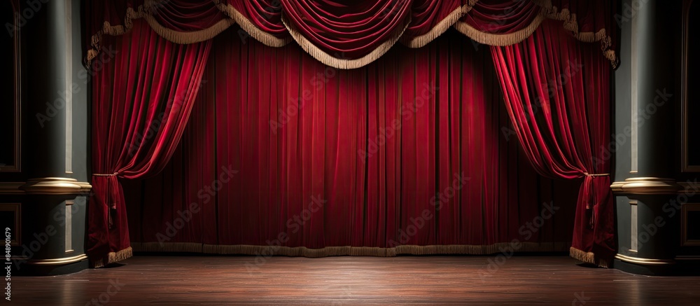 Poster the stage is adorned with rich red curtains adding a dramatic touch to the theater cinema drapes wit