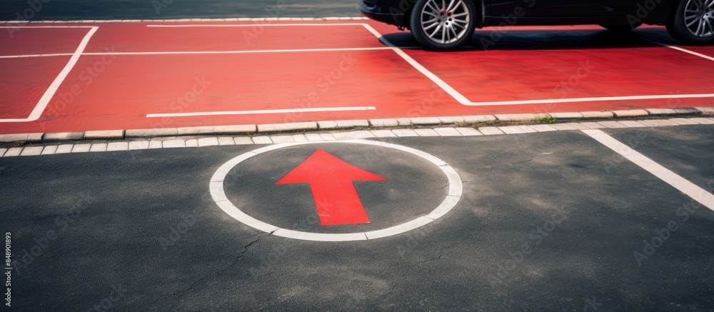 Poster an electric vehicle symbol is depicted in a parking lot with empty space for text or other images in