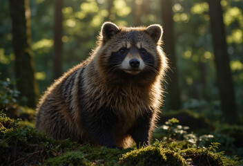 Fototapeta premium A native Japanese bear that lives in wild forests. at Asahiyama Zoo in winter. landmark and popular tourist spot in Asahikawa, Hokkaido, Japan. Travel and Vacation Concept