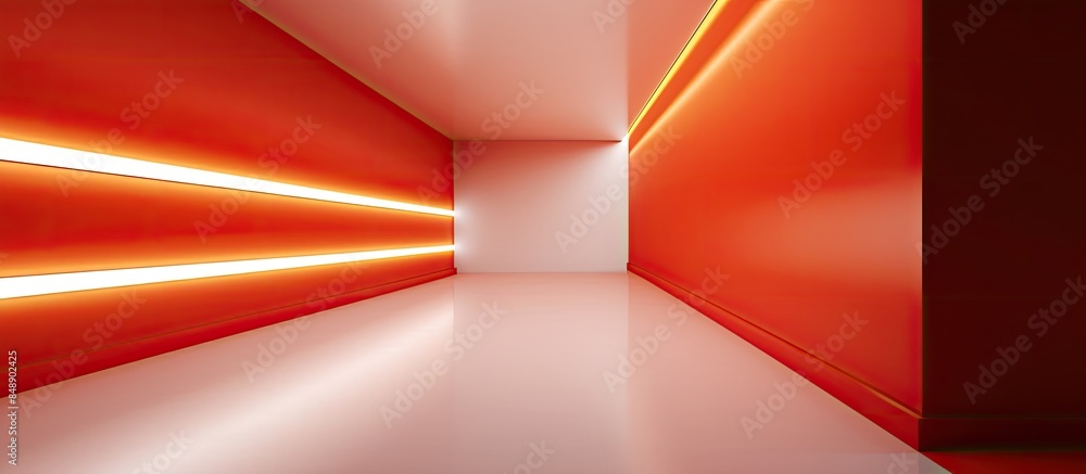 Poster contemporary design showcasing an interior with a long corridor in a picture with empty space for te