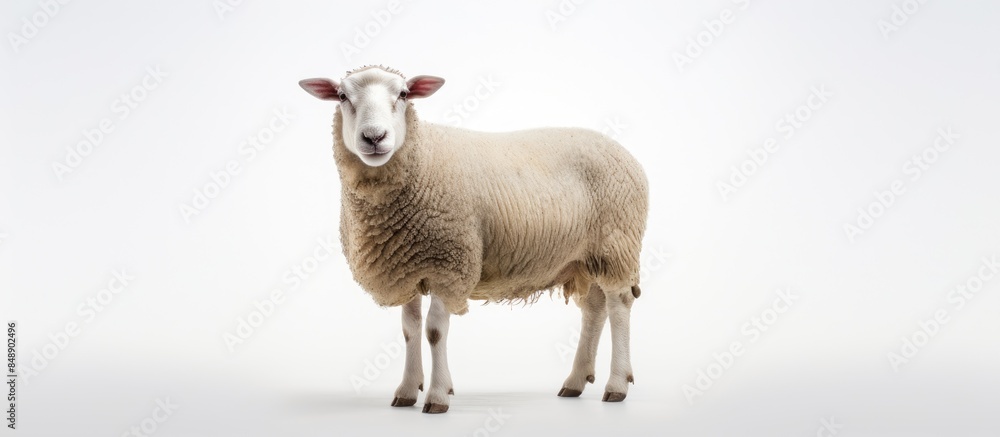Aufkleber sheep standing alone on a white backdrop with copy space image