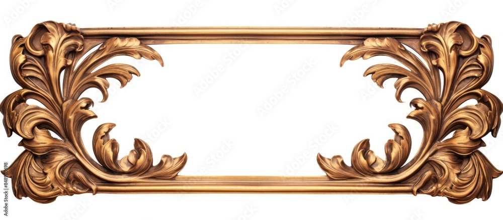 Poster antique gold frame on a white background with clipping path for design and copy space image