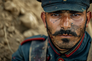 Obraz premium Ottoman Soldier in WWI Uniform.