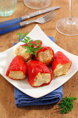Stuffed peppers with monkfish.