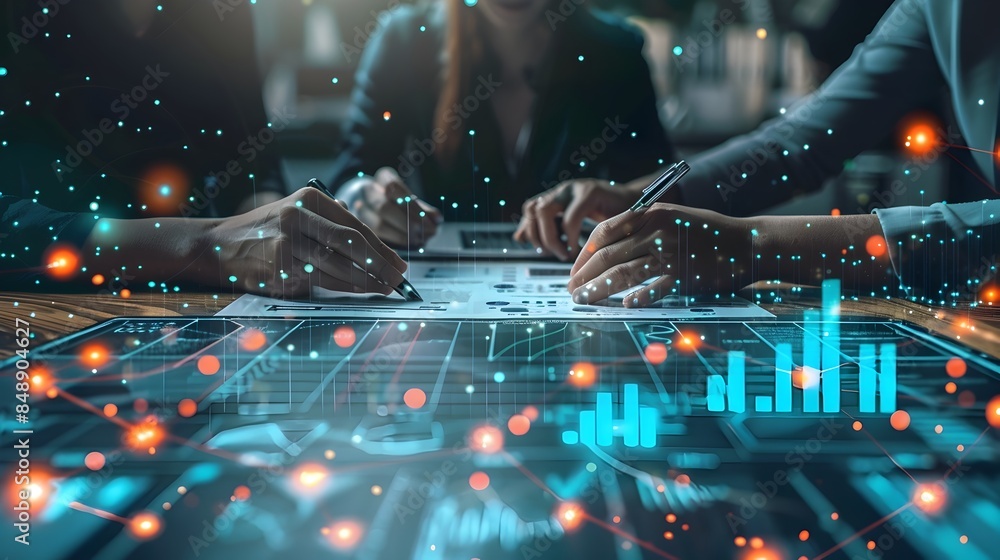 Poster digital business analytics and with augmented reality overlays