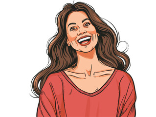white background, Surprise the woman joy positive opinion vector image, very simple and isolate in the style of animated illustrations, white background