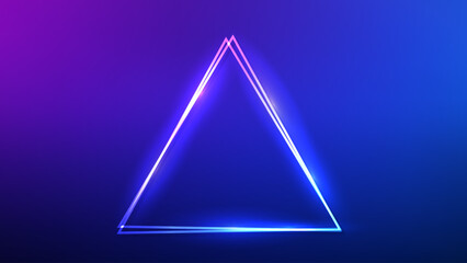 Neon double triangular frame with shining effects 