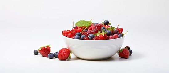 Bowl with no contents against a white backdrop with copy space image