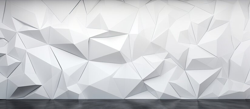Abstract black and white background featuring a double exposure image of a wall or ceiling relief with a polygonal pattern suitable for modern architecture themes showing copy space