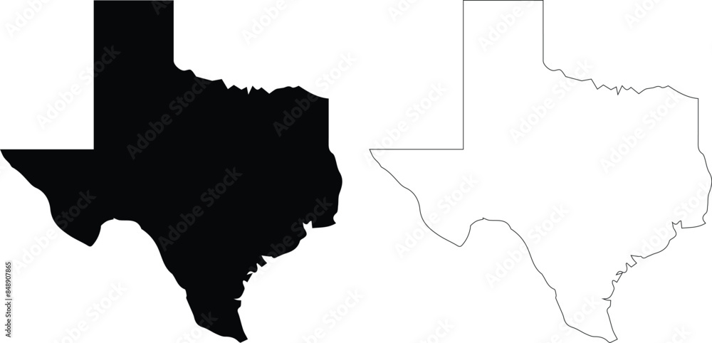 Wall mural texas state outline contour silhouette map