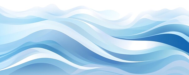 a blue and white wave background with a white flower in the foreground and a blue sky in the background