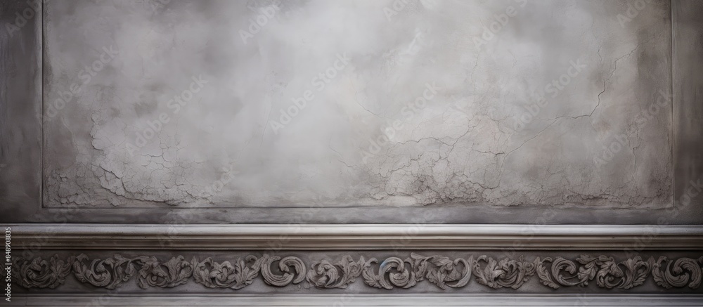 Poster a textured cement wall serves as a background with intricate architectural details offering a suitab