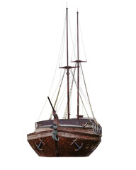old wooden sailing ship isolated
