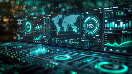 Data Visualization Charts and Graphs With World Map and Percentages