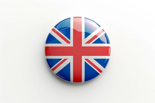 United Kingdom badge round glow button white background