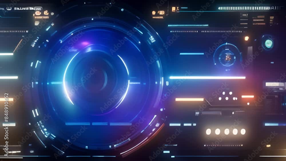 Poster futuristic interface with circular display generative ai