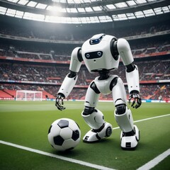 robot soccer player kicking ball