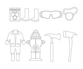 Vector Collection of Firefighter Equipment Illustrations